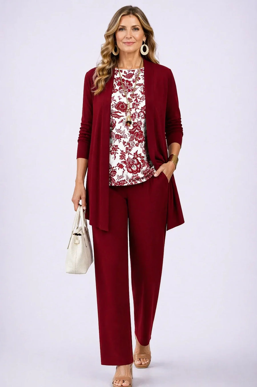 Holly | Burgundy Floral Three-Piece Set