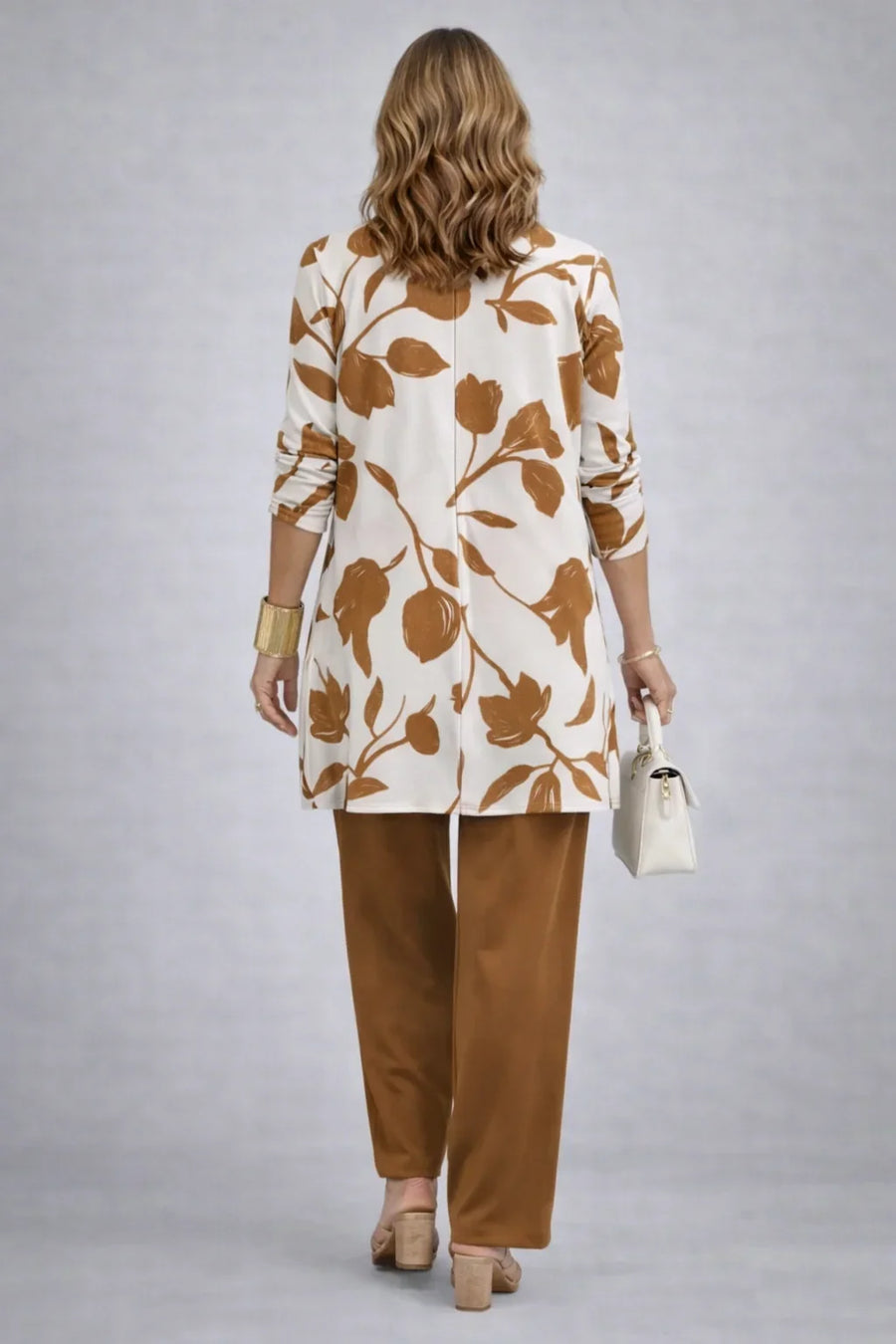 Henrietta | Caramel Leaf-Print Three-Piece Set