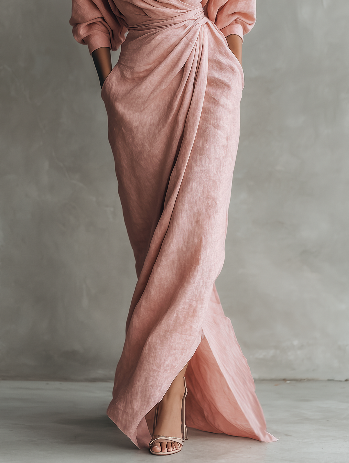 Adelaide | Linen-Blend V-Neck Wrap Maxi Dress