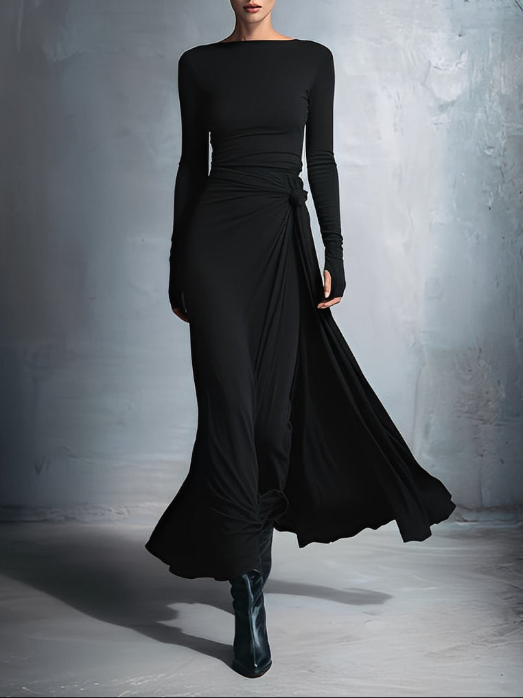Mildred | Side-Knot Jersey Maxi Dress