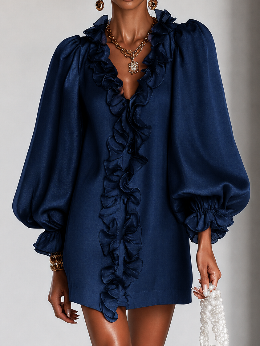 Thea | Ruffled Puff-Sleeve Mini Dress