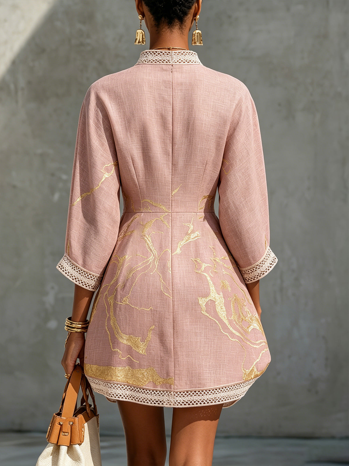 Lottie | Gilded Lace-Trim Mini Dress