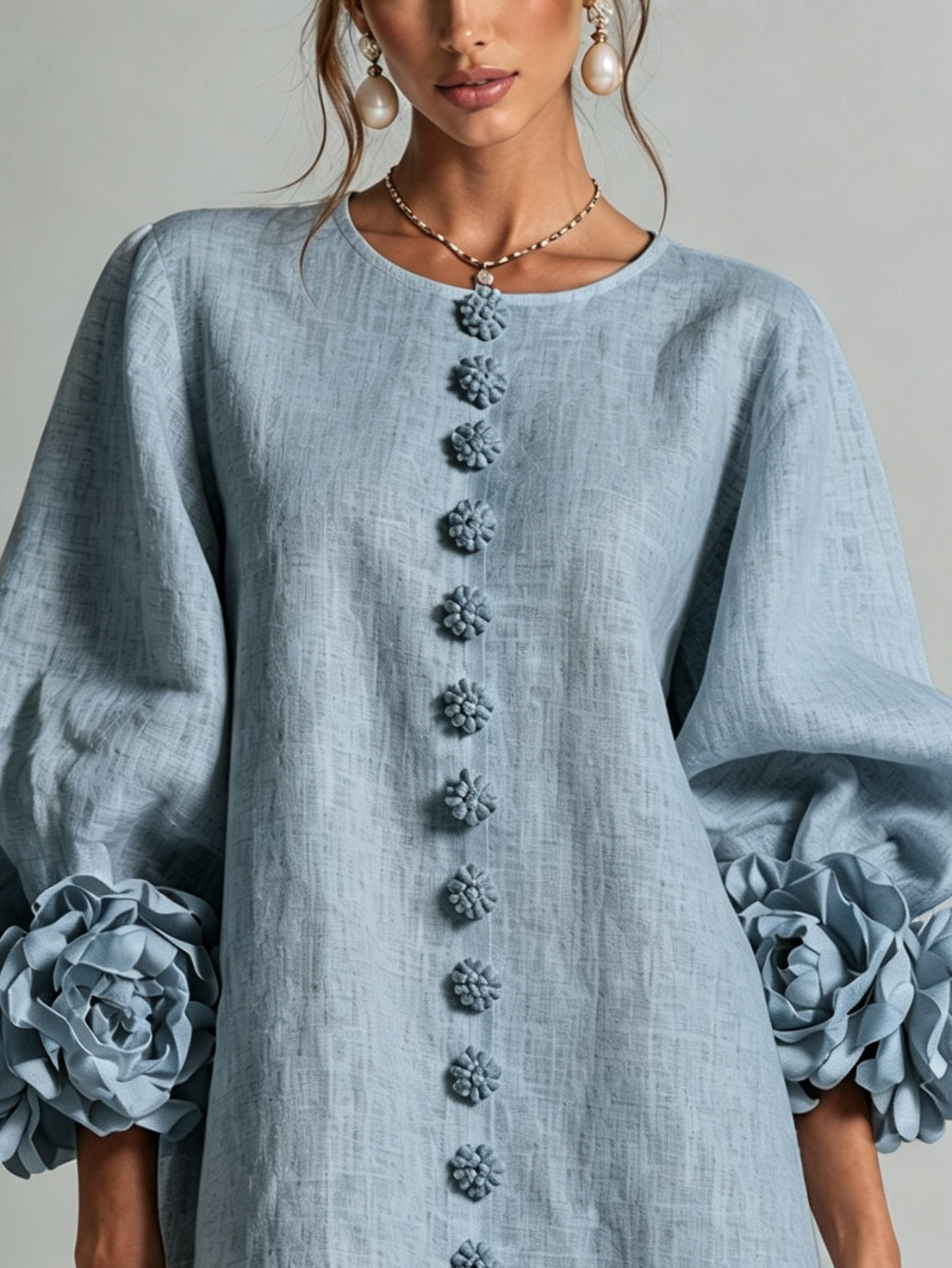Anneliese | Blossom-Cuff Button Mini Dress