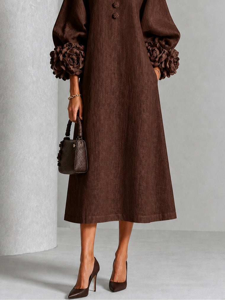Anthea | Floral-Cuff Midi Dress