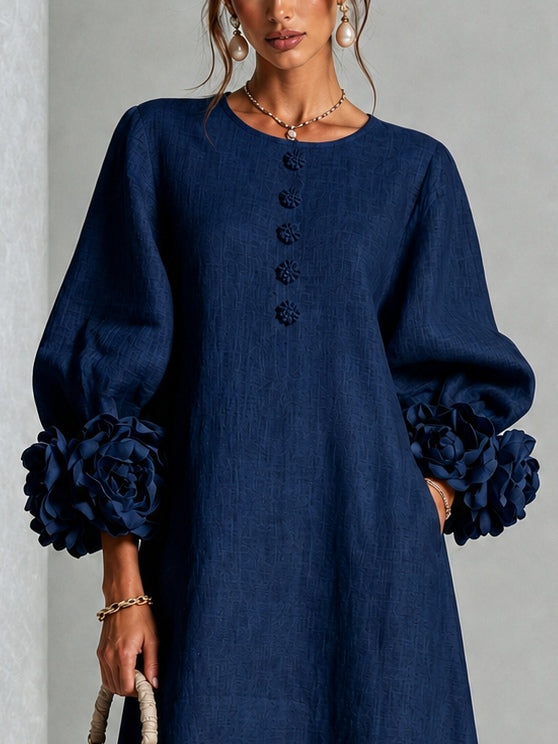 Winifred | Floral-Cuff Midi Dress