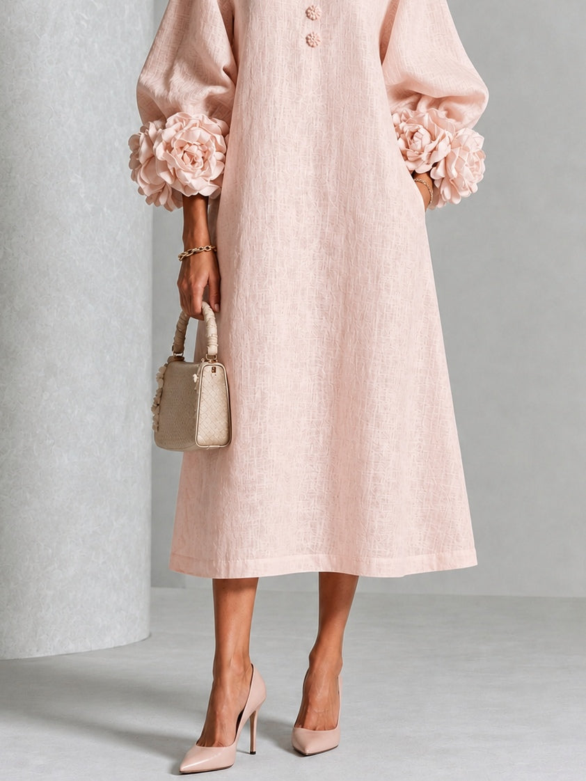 Antonia | Floral-Cuff Midi Dress