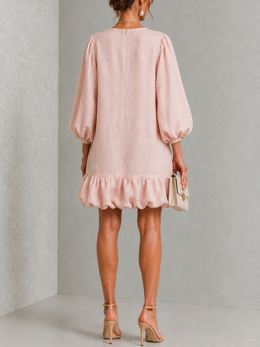 Verity | Floral-Button Puff-Sleeve Mini Dress