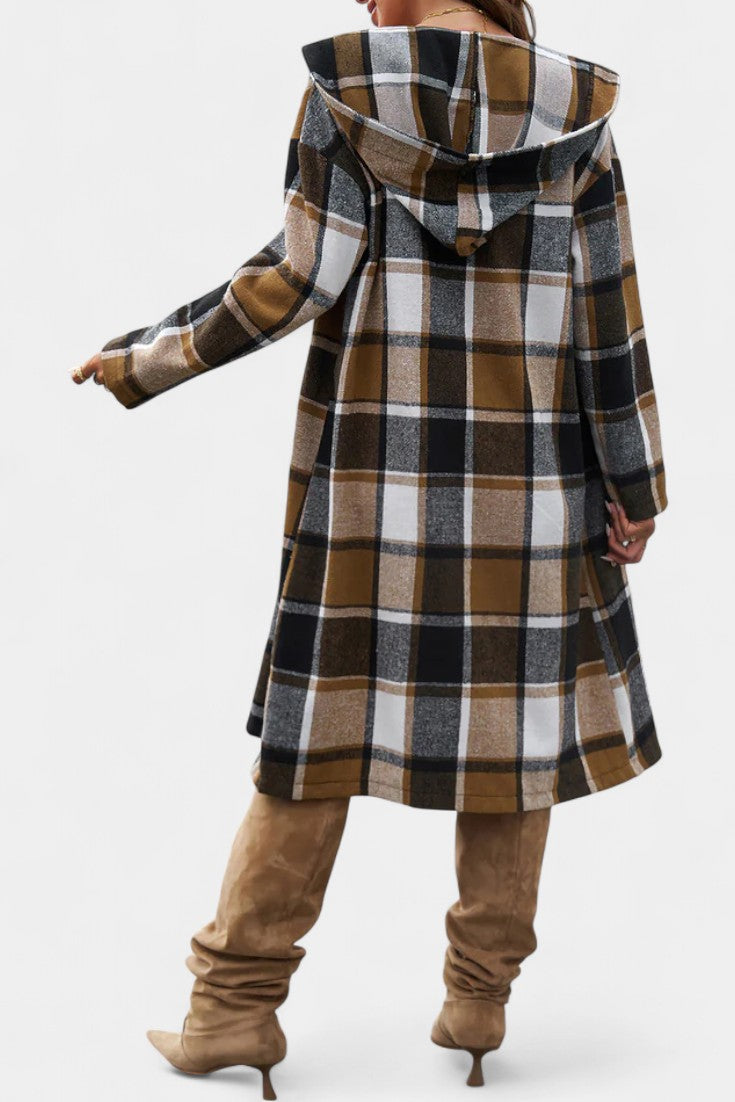 Carys | Hooded Checked Longline Coat