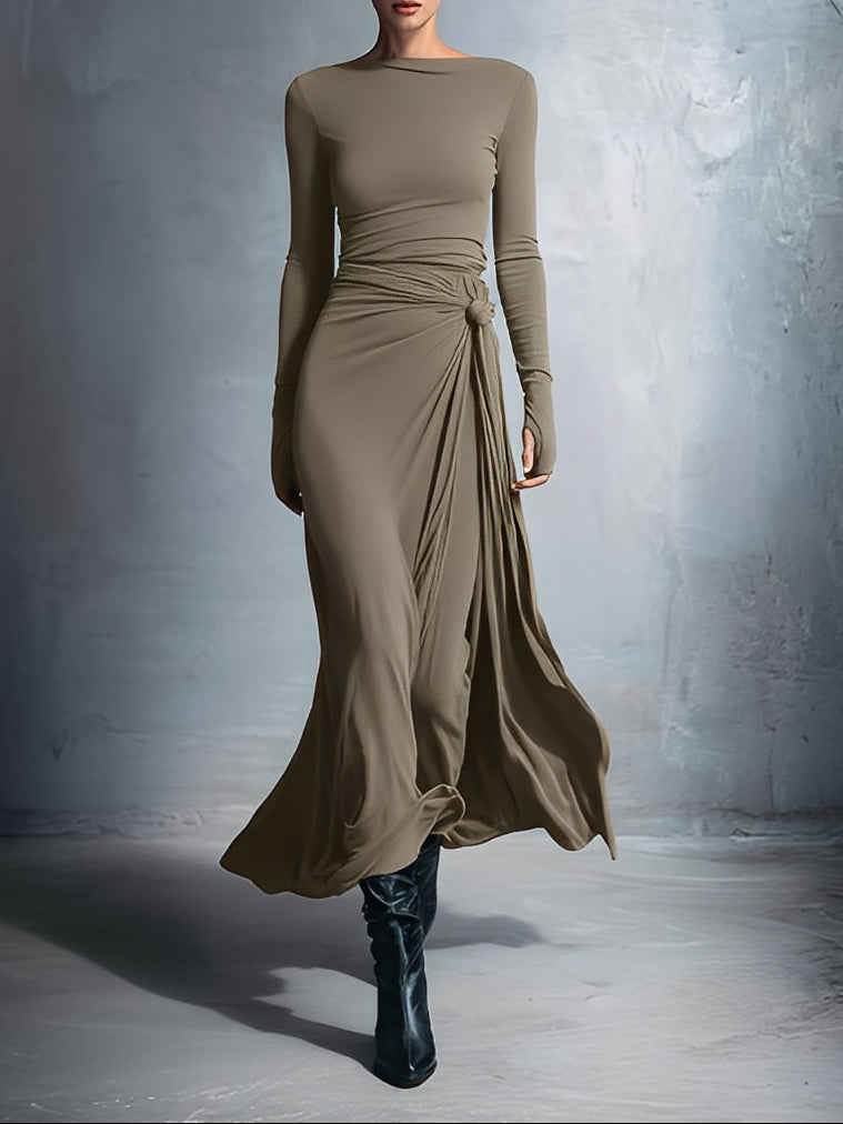 Mildred | Side-Knot Jersey Maxi Dress